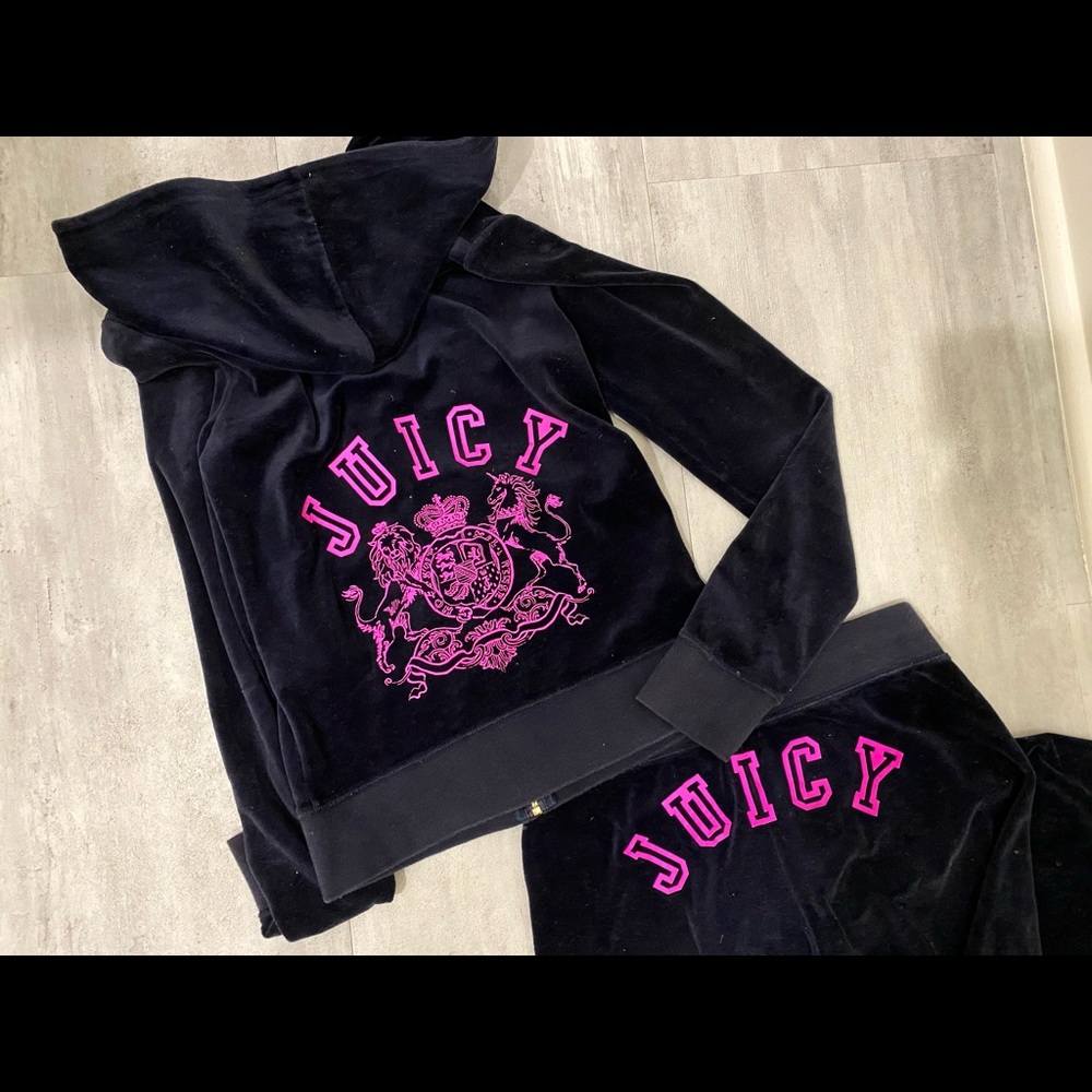 Juicy Couture tracksuit set in Navy with Neon Pink print logo XS S